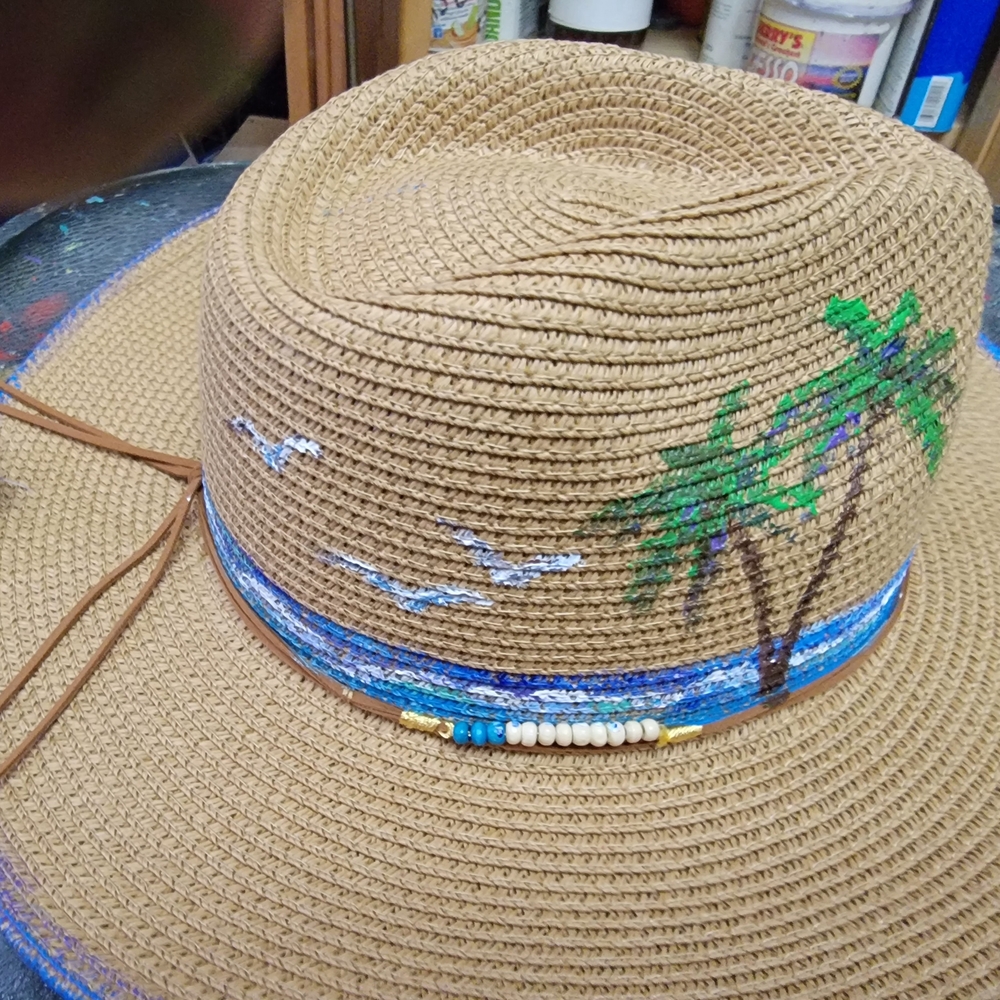 Hand Painted Palm Tree Straw Hat